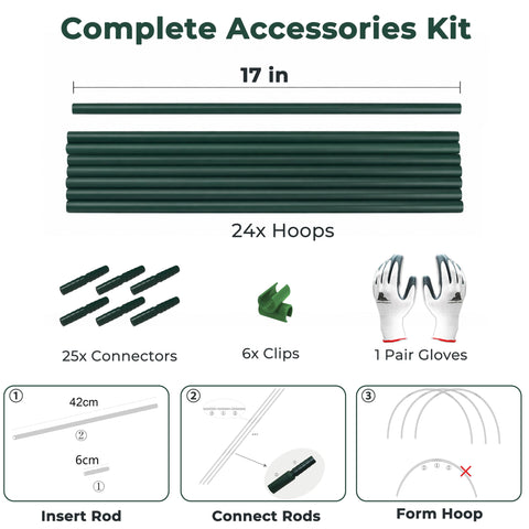 Gardzen hoops compatible with frost blankets to extend the season.