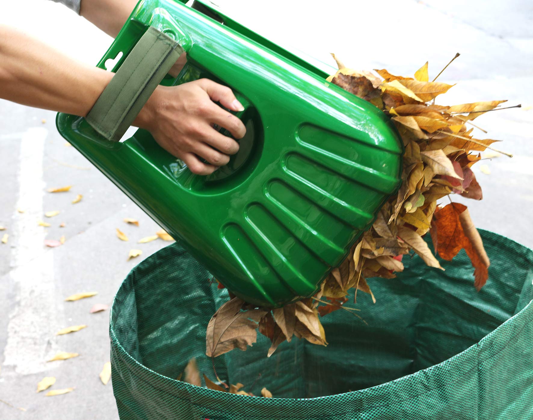 Gardzen gloves and protective pads protect hands during yard work.