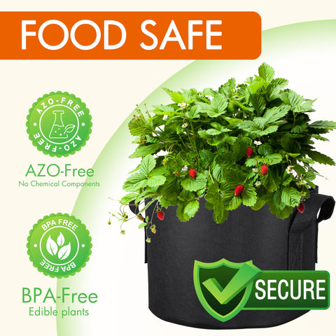 Gardzen grow bag double-stitched handles for tough portability.