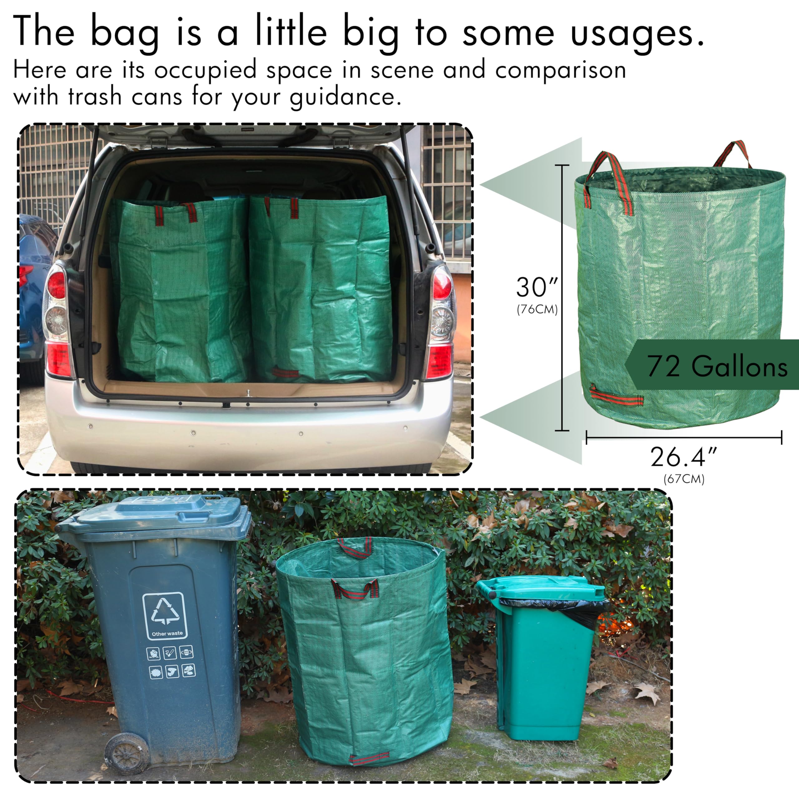 Gardzen heavy-duty polypropylene fabric bags handle large clumps during cleanup.