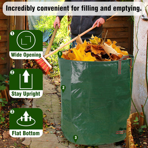 Gardzen heavy-duty stand-up yard bags for stable loading of garden waste.