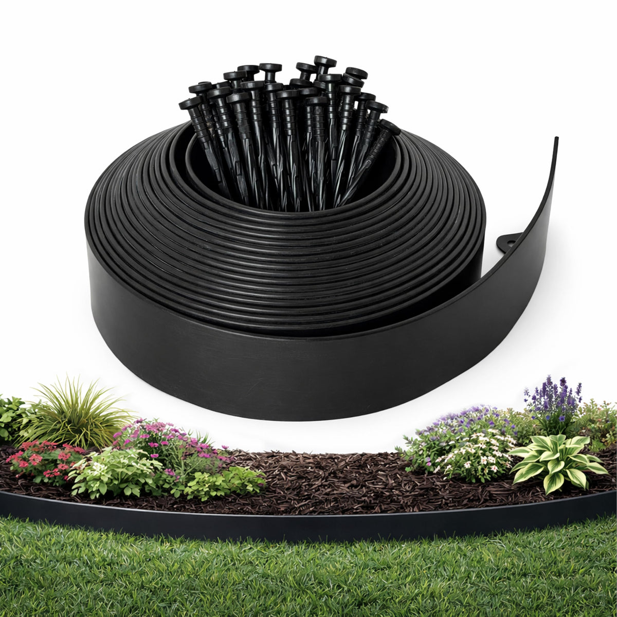 Gardzen landscape edging kit provides a 60-foot border for clean garden delineation and organization.