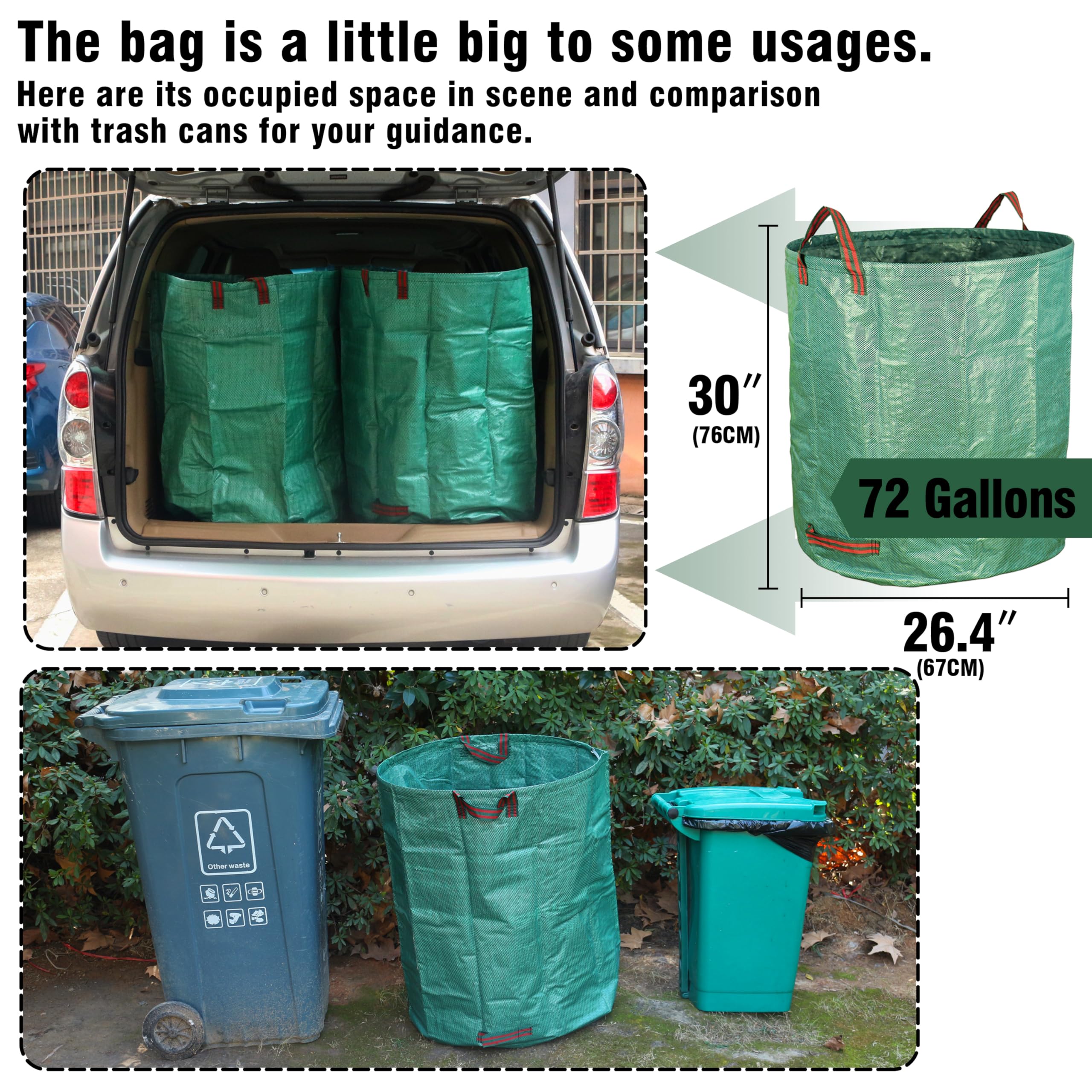 Gardzen large-capacity bags handle leaves, branches, and grass clippings in one job.