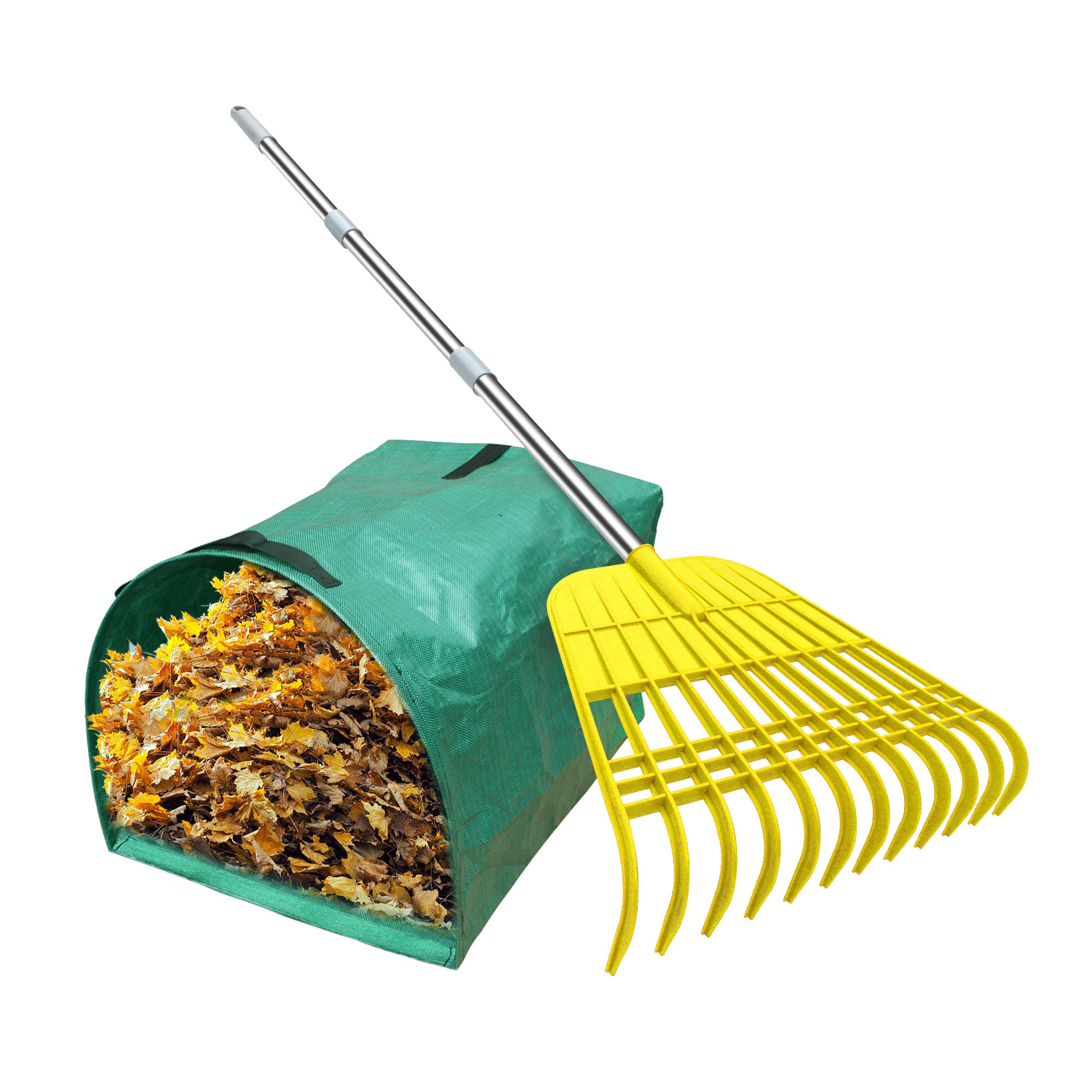 Gardzen leaf rake with 12 tines for efficient debris gathering.
