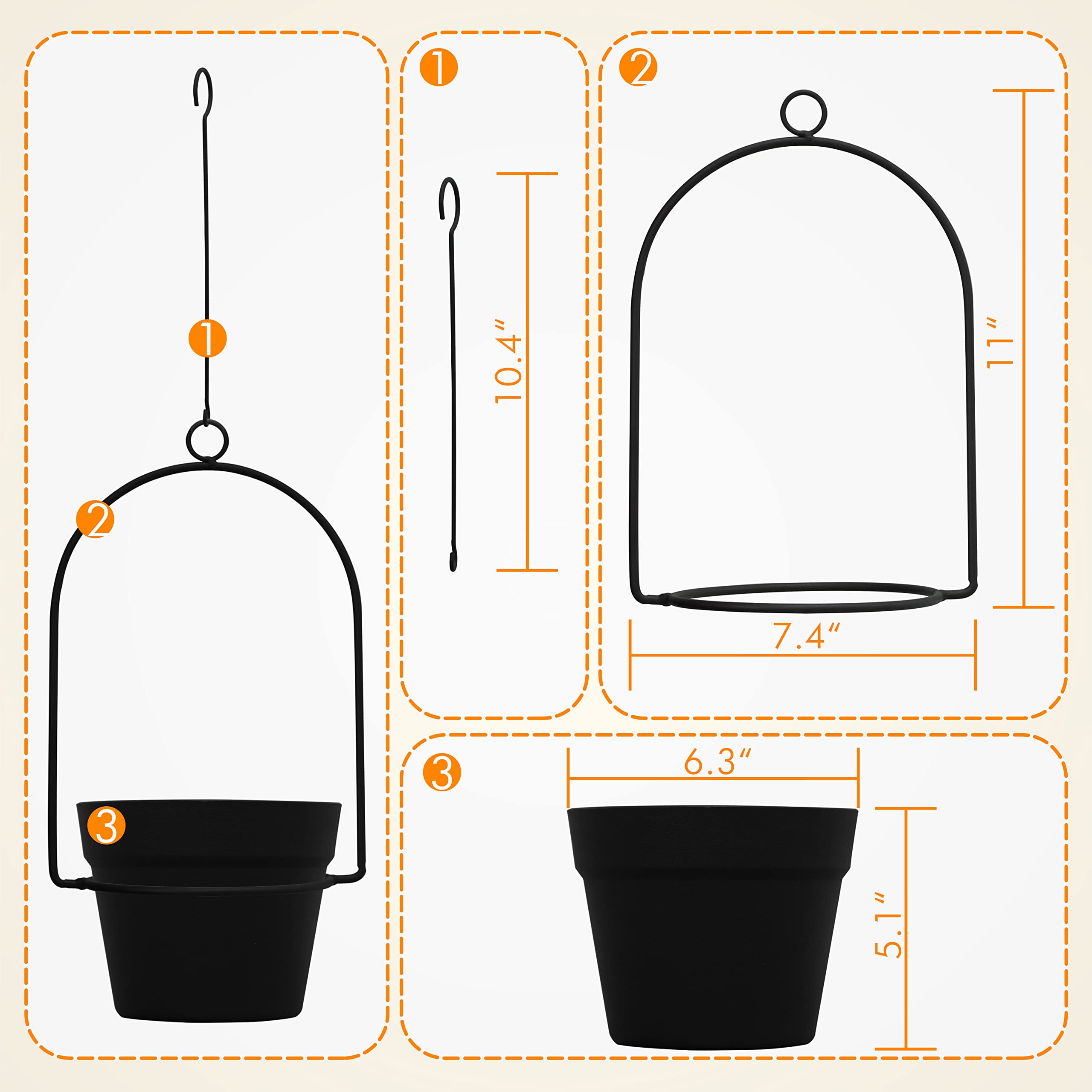 Gardzen metal hanger with hook assembly for durable mounting