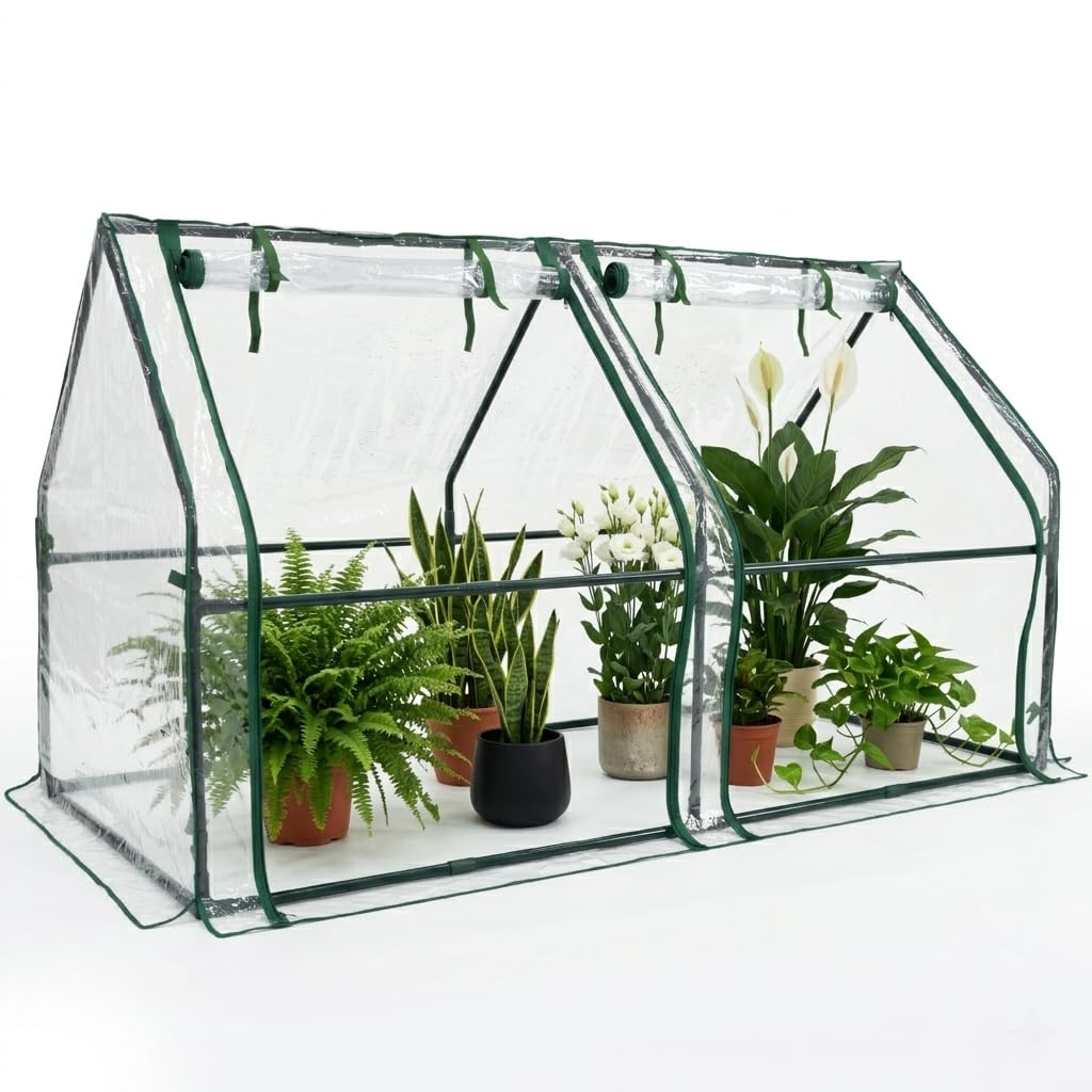 Gardzen mini greenhouse assembly view showing ample seed starting space