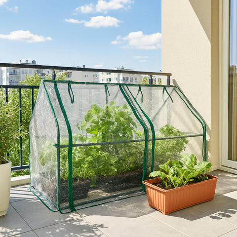 Gardzen mini greenhouse placed in backyard for plant protection