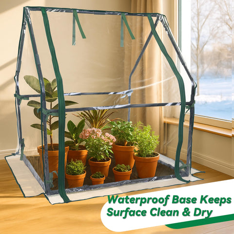Gardzen mini greenhouse front zipper door and roll-up vent for airflow