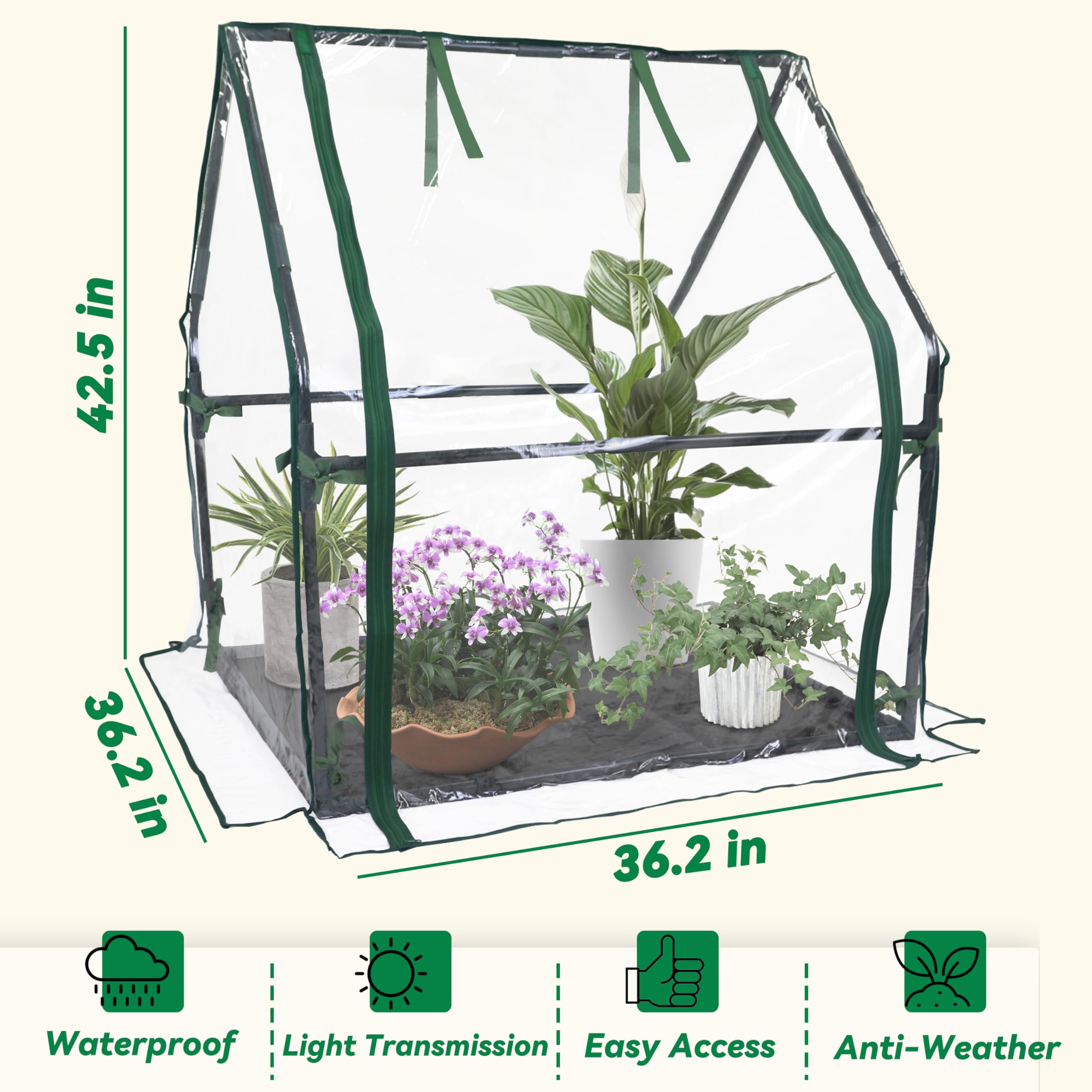 Gardzen mini greenhouse waterproof bottom ideal for outdoor insulation protection