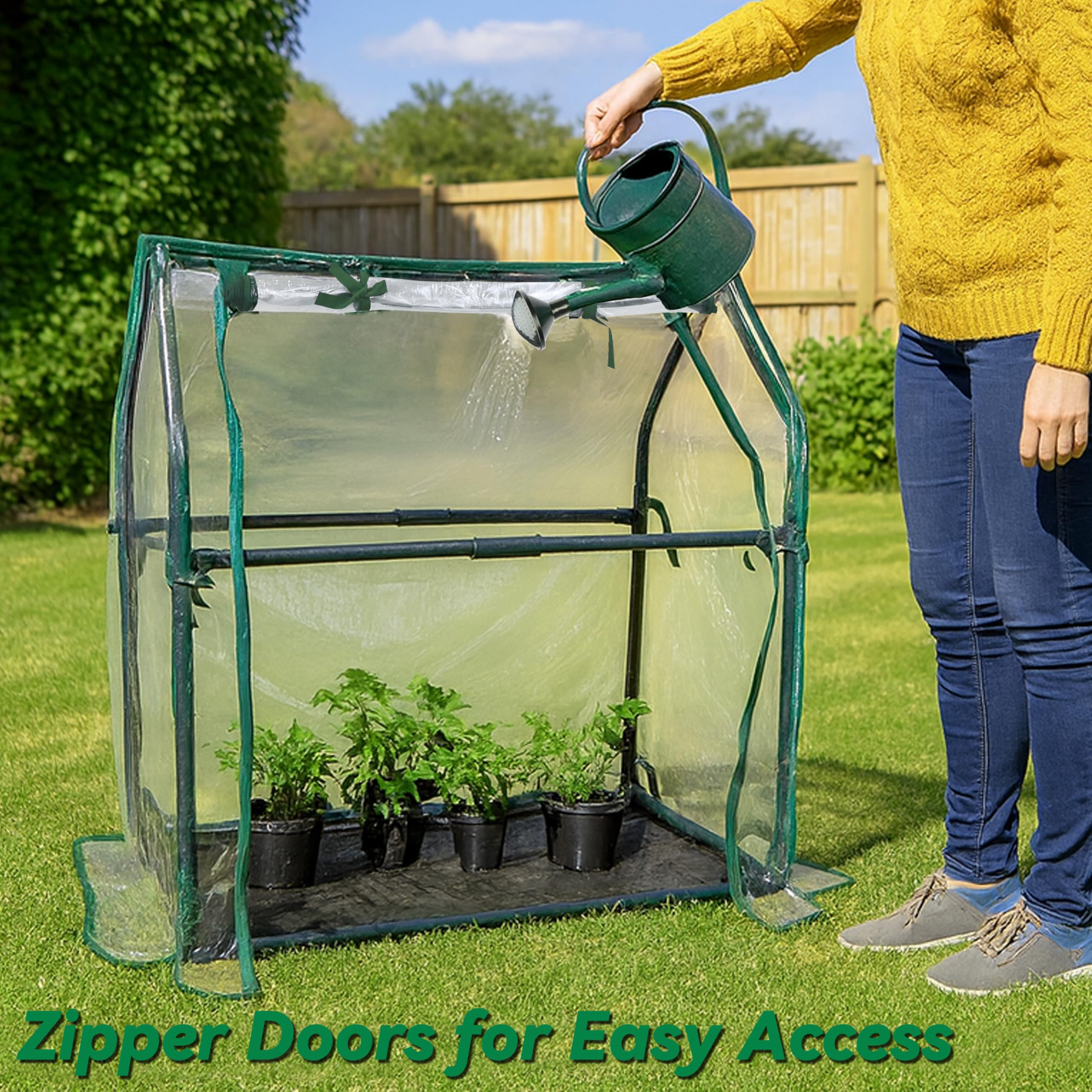 Gardzen Mini Greenhouse removable waterproof bottom protects surfaces indoors or outdoors.