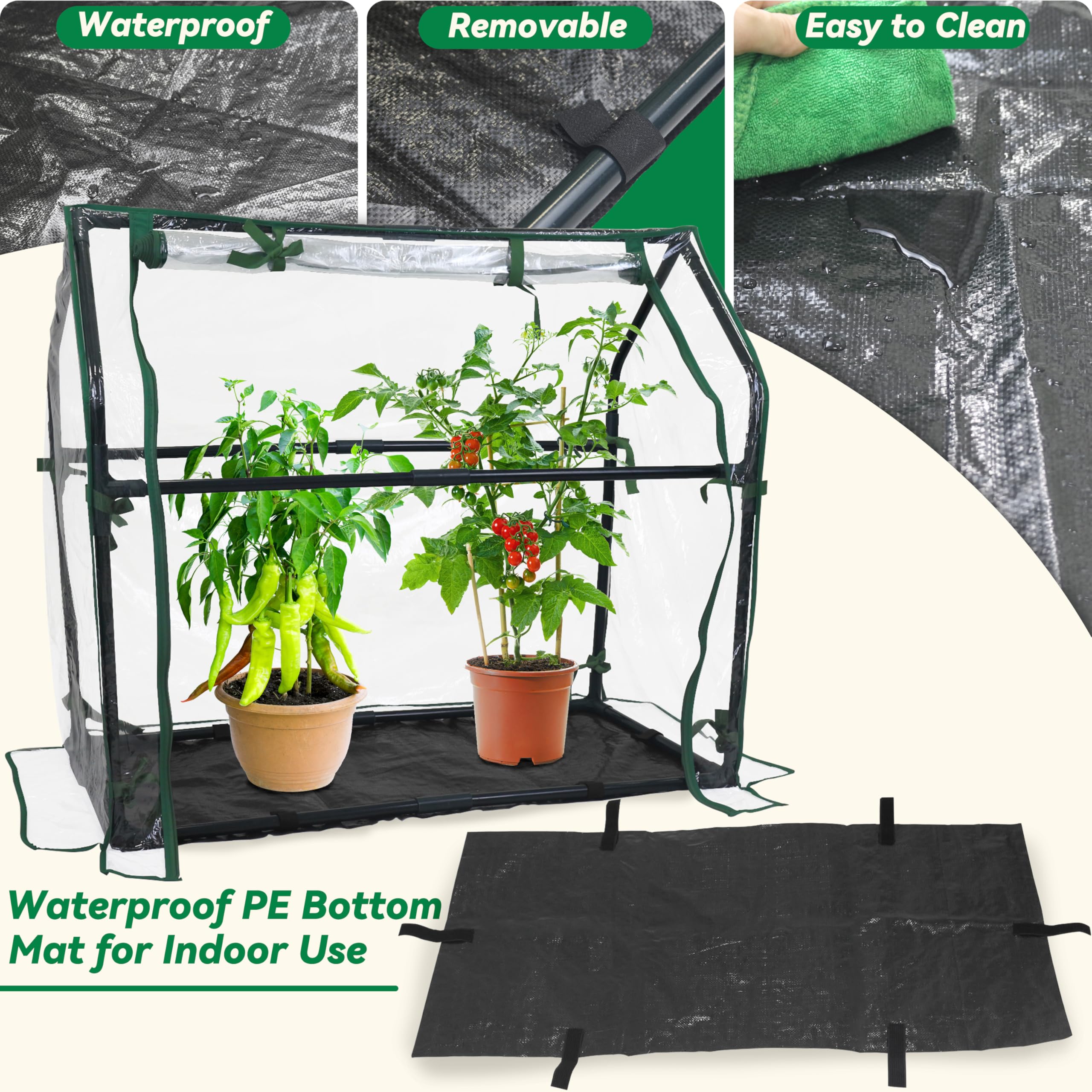 Gardzen Mini Greenhouse roll-up door allows airflow and humidity control for healthy growth.