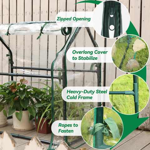 Gardzen Mini Greenhouse reinforced steel frame provides sturdy support in varied weather.
