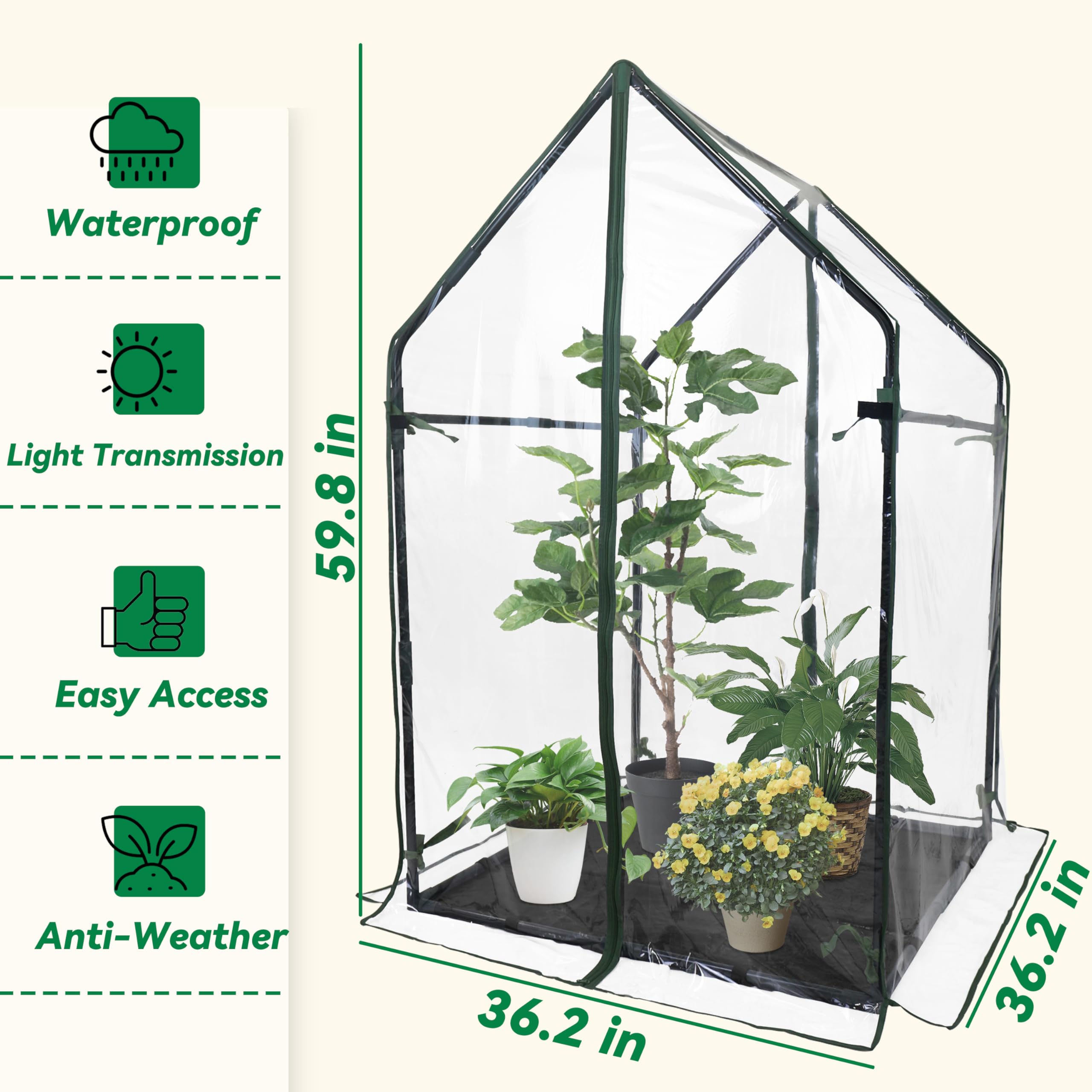 Gardzen mini greenhouse simple tool-free assembly for beginners