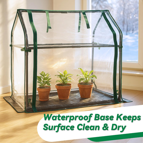 Gardzen Mini Greenhouse zipper front door enables easy access for watering and tending plants.