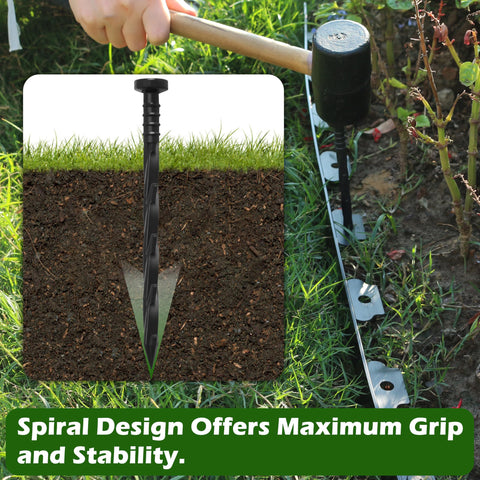 No-dig setup with Gardzen spikes securing weed barrier without digging.
