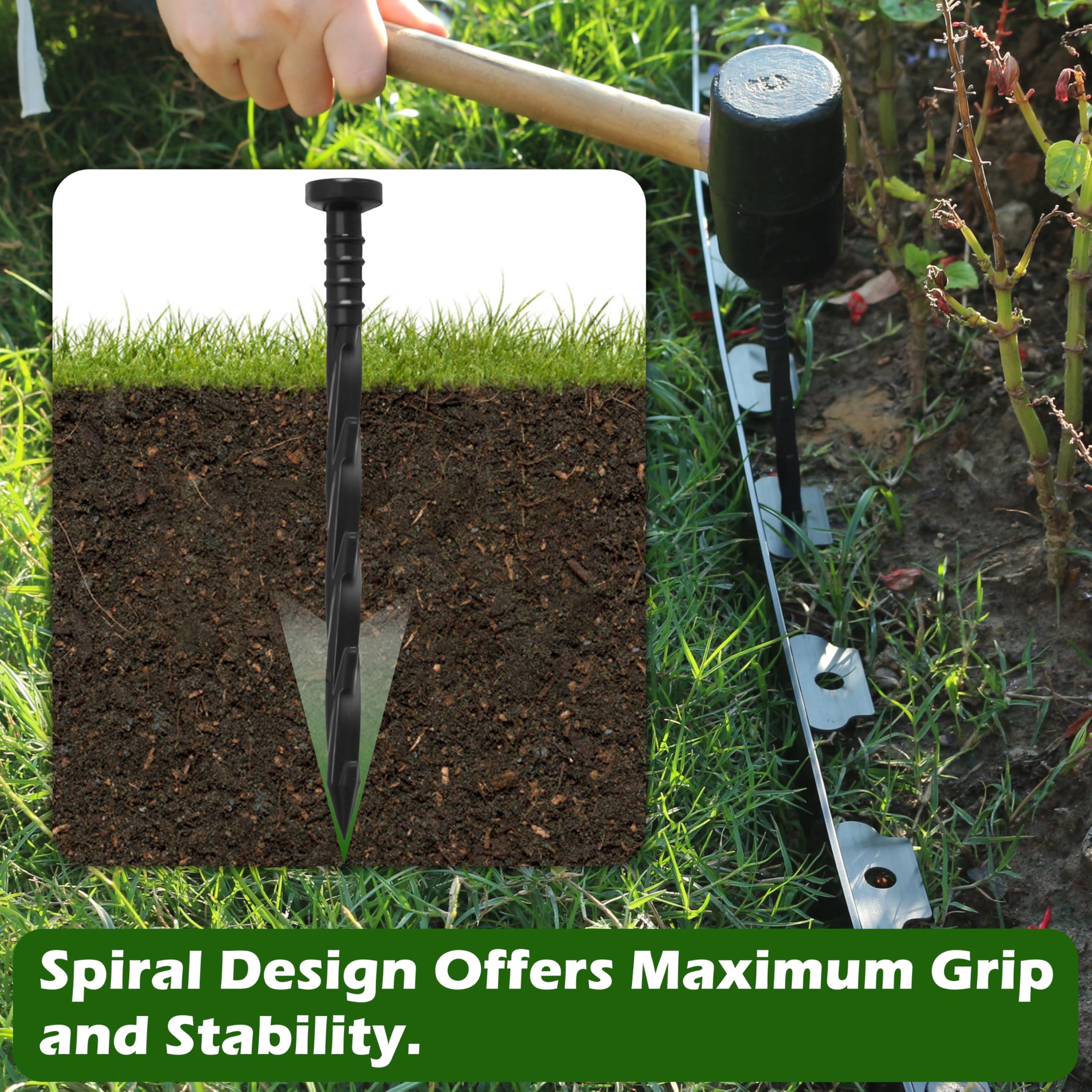 Gardzen no-dig application showing edging secured without digging