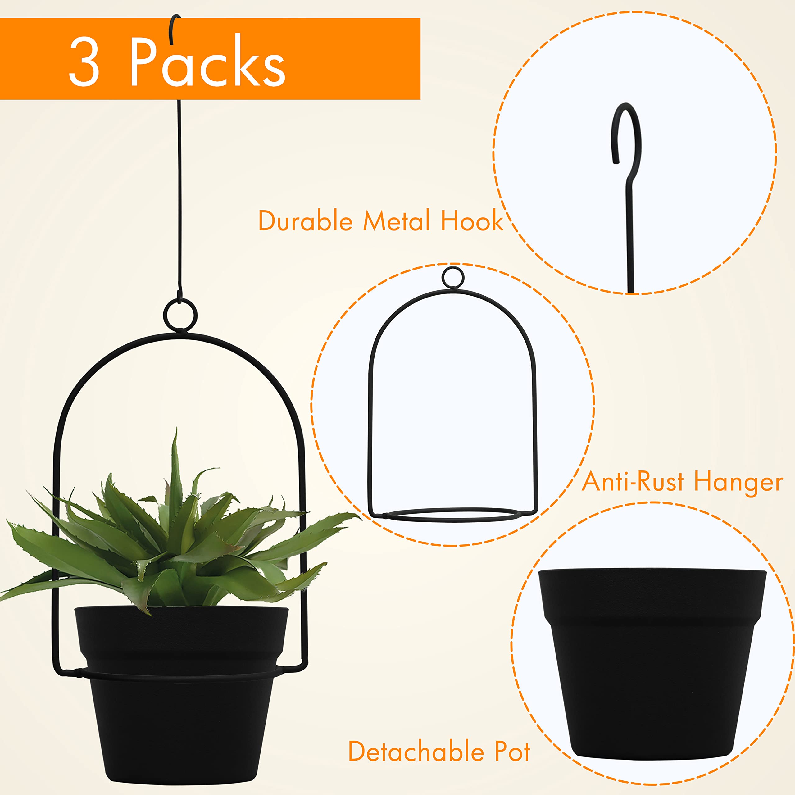 Gardzen no-drainage-holes hanging pot close-up for drip-free look