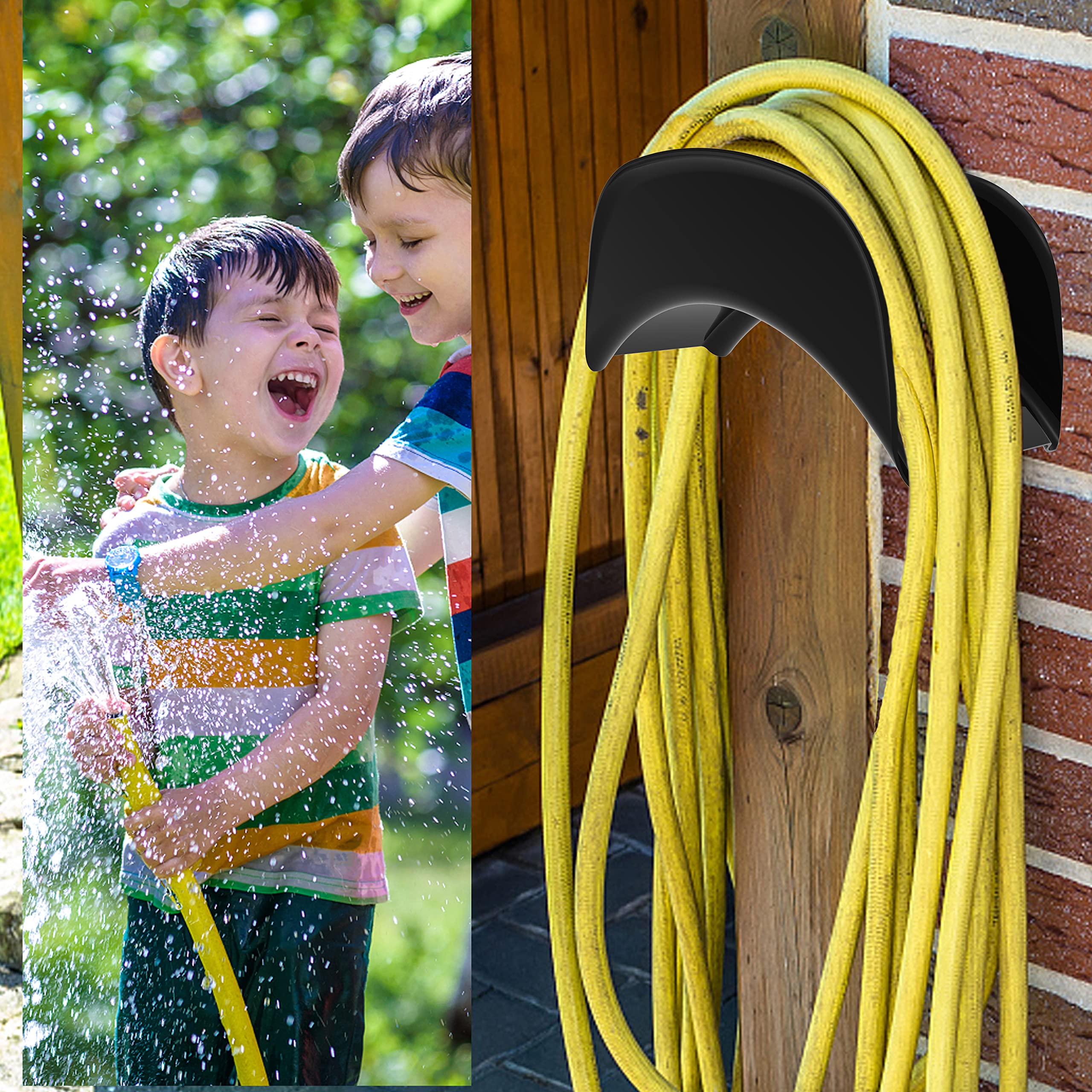 Gardzen outdoor hose rack in black blends with garden decor and endures outdoor use