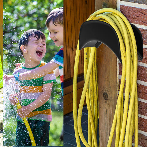 Gardzen outdoor hose rack in black blends with garden decor and endures outdoor use