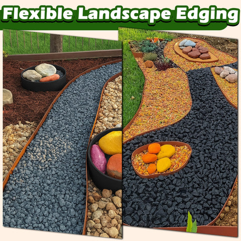 Gardzen edging along a pathway defines the edge and keeps mulch contained