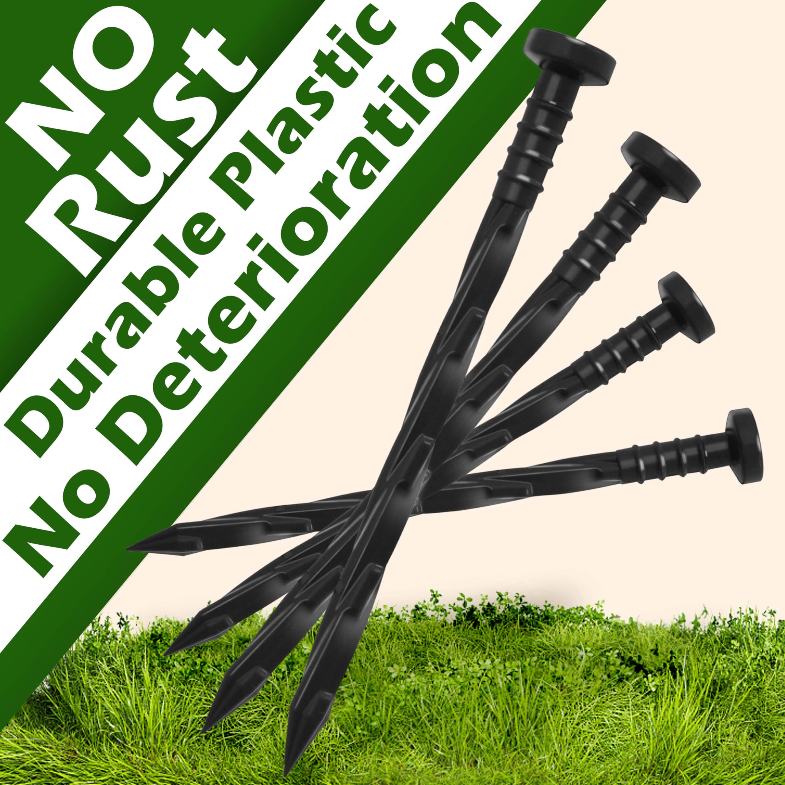 Gardzen pointed-end spikes enabling easy ground insertion with hammer or mallet