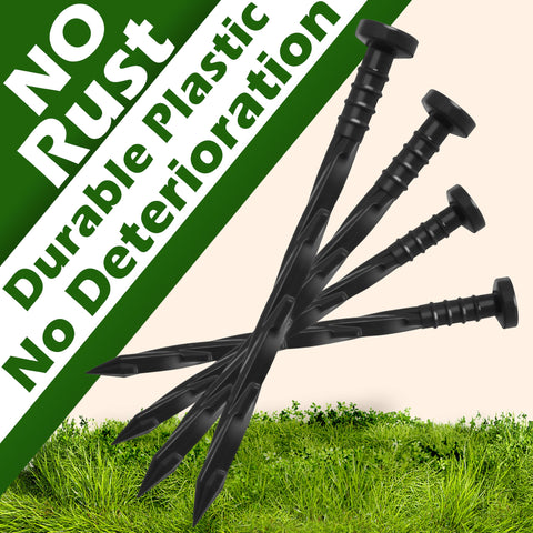 Gardzen pointed-end spikes enabling easy ground insertion with hammer or mallet