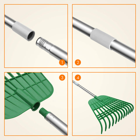 Gardzen rake assembly twist-lock design for quick setup
