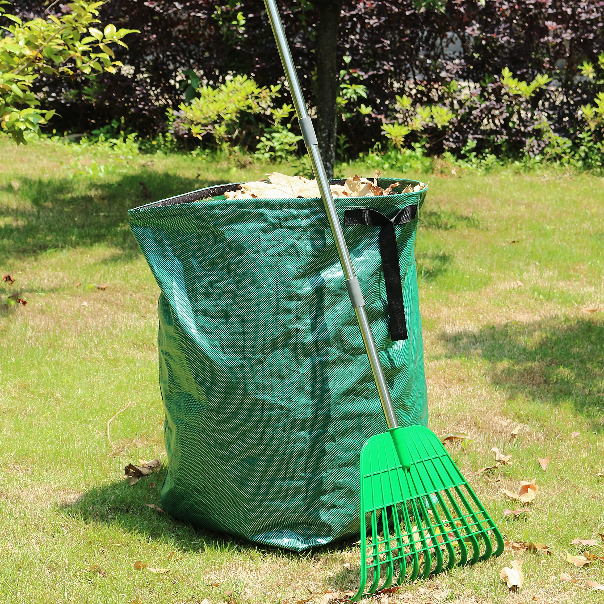 Gardzen rake with gloves included for comfortable cleanup