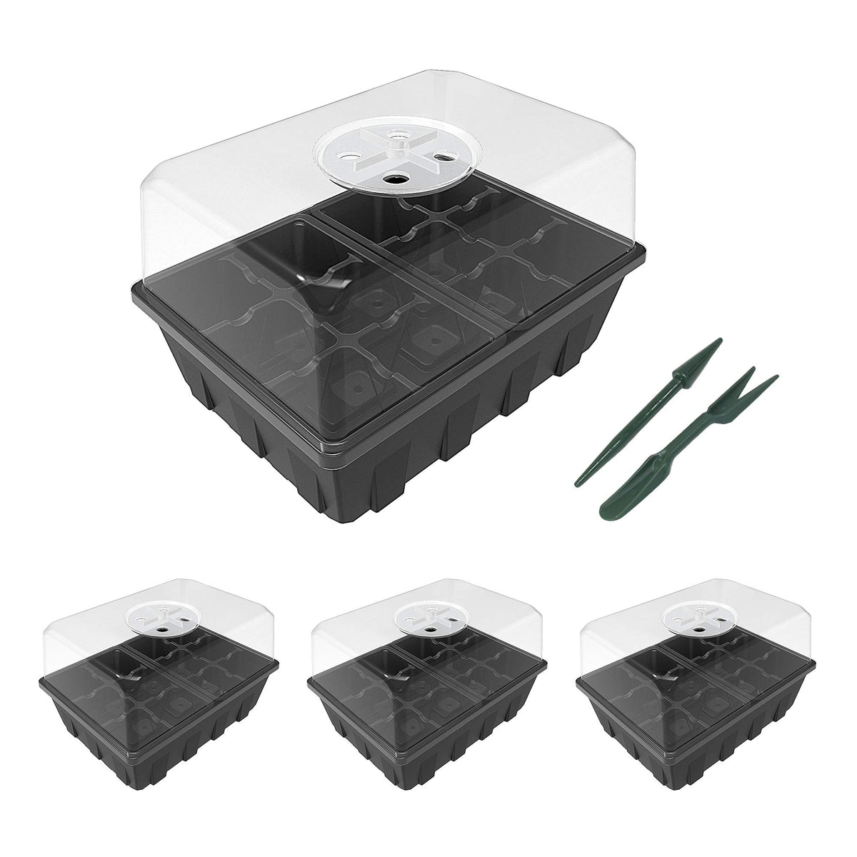 Gardzen seed starter tray 12-cell with clear dome for visible seedling growth.