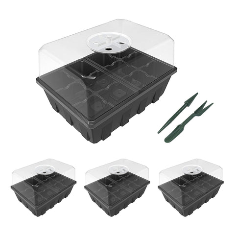 Gardzen seed starter tray 12-cell with clear dome for visible seedling growth.