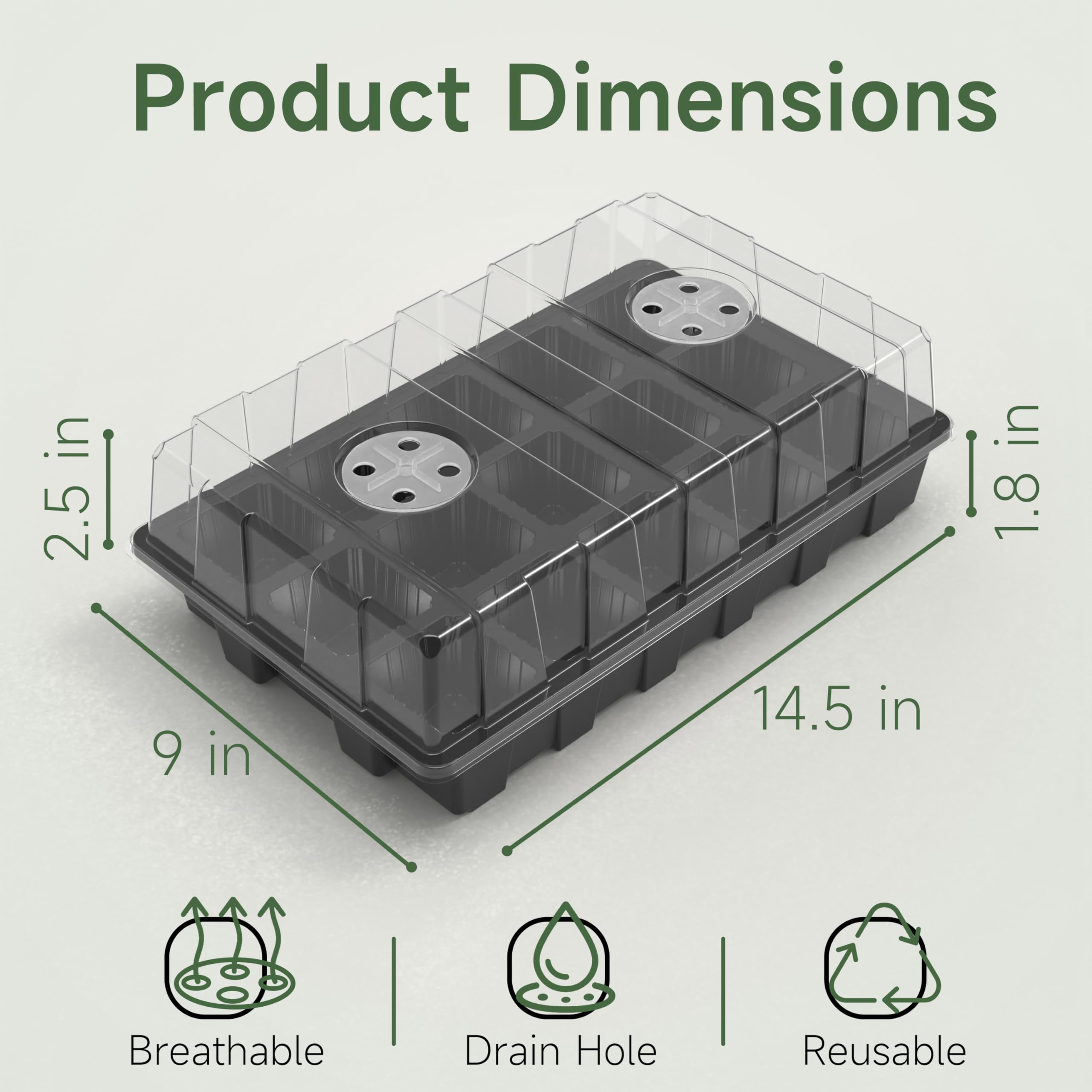 Gardzen seed starter tray adjustable ventilation vents promote airflow around young roots