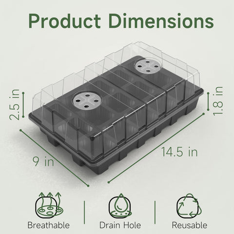 Gardzen seed starter tray adjustable ventilation vents promote airflow around young roots