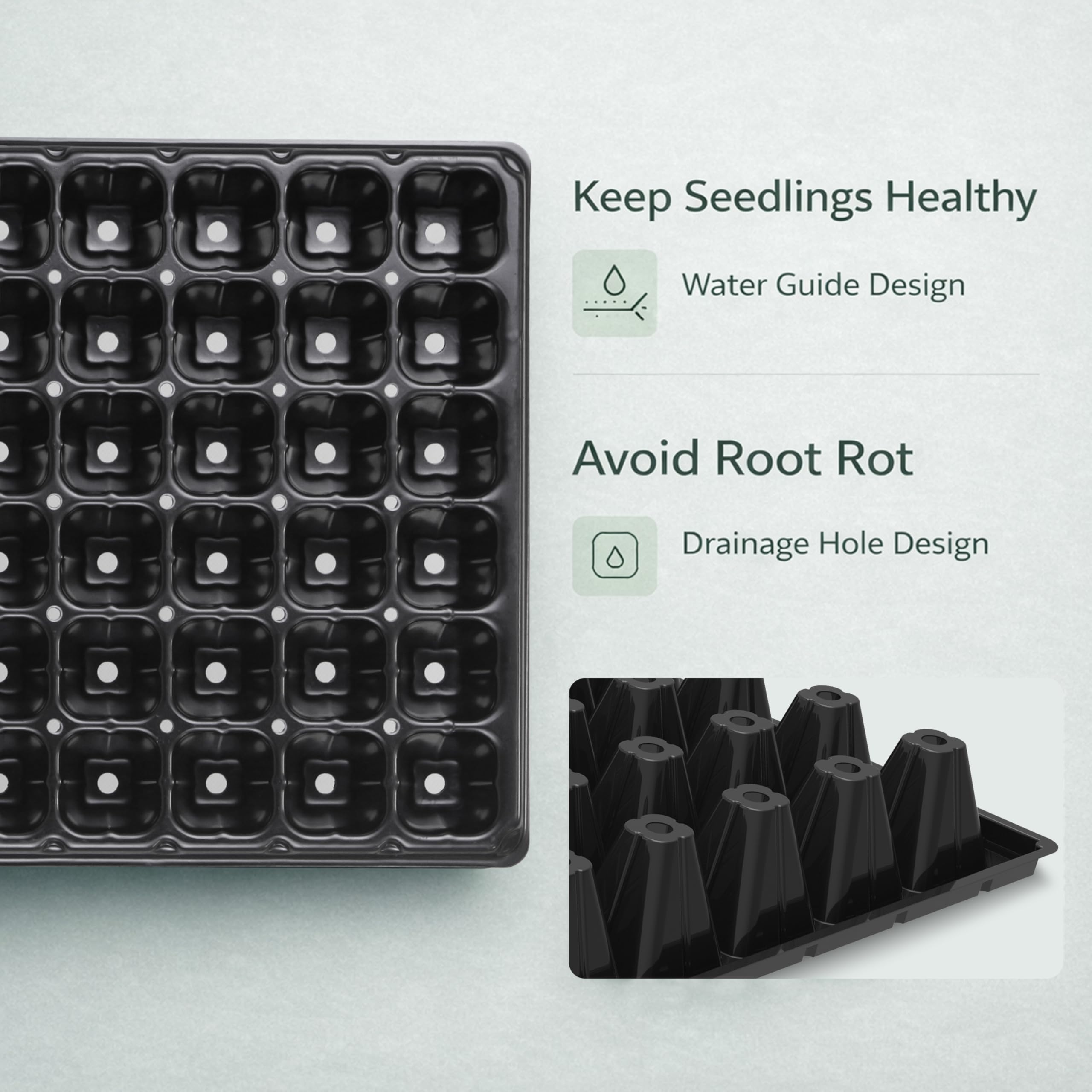 Gardzen seed starter tray made from rigid plastic that resists warping.