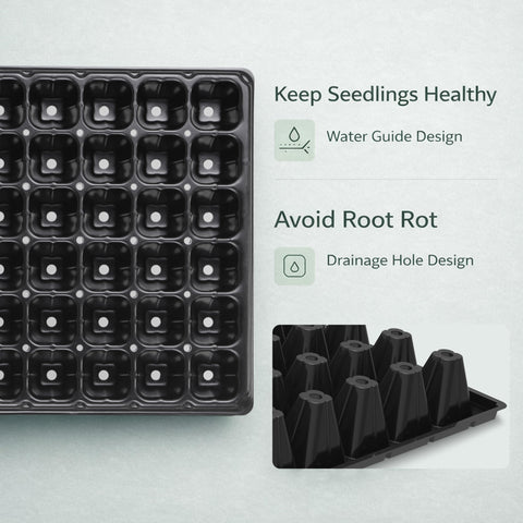 Gardzen seed starter tray made from rigid plastic that resists warping.