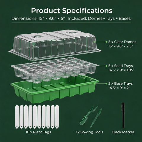 Gardzen seed starter trays with transparent cells for observing root growth.