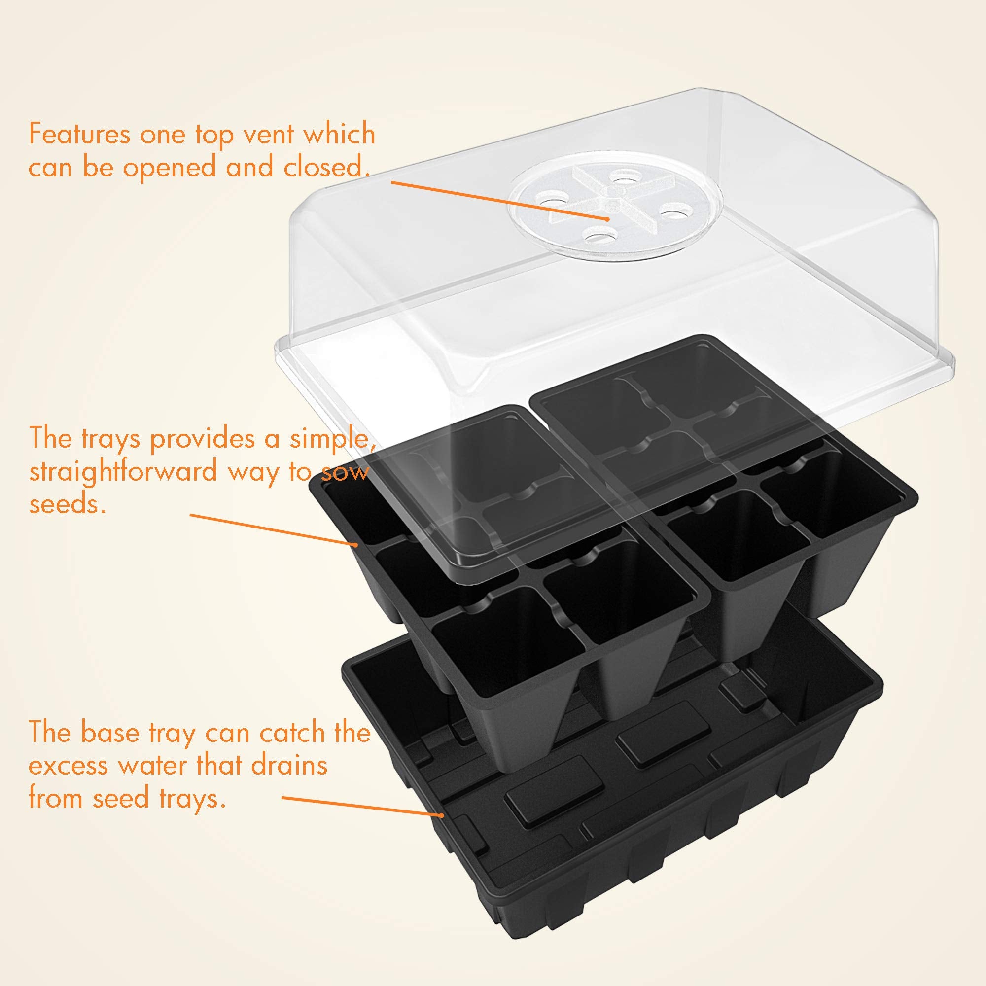 Gardzen vented humidity dome enables controlled germination conditions.