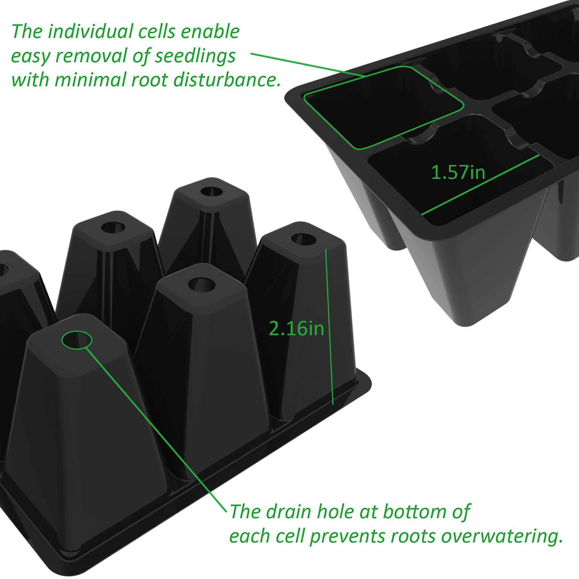 Gardzen seed starting tray with drainage holes for moisture control.