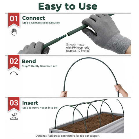 Easy tool-free installation with soil stakes and adjustable height for flexibility