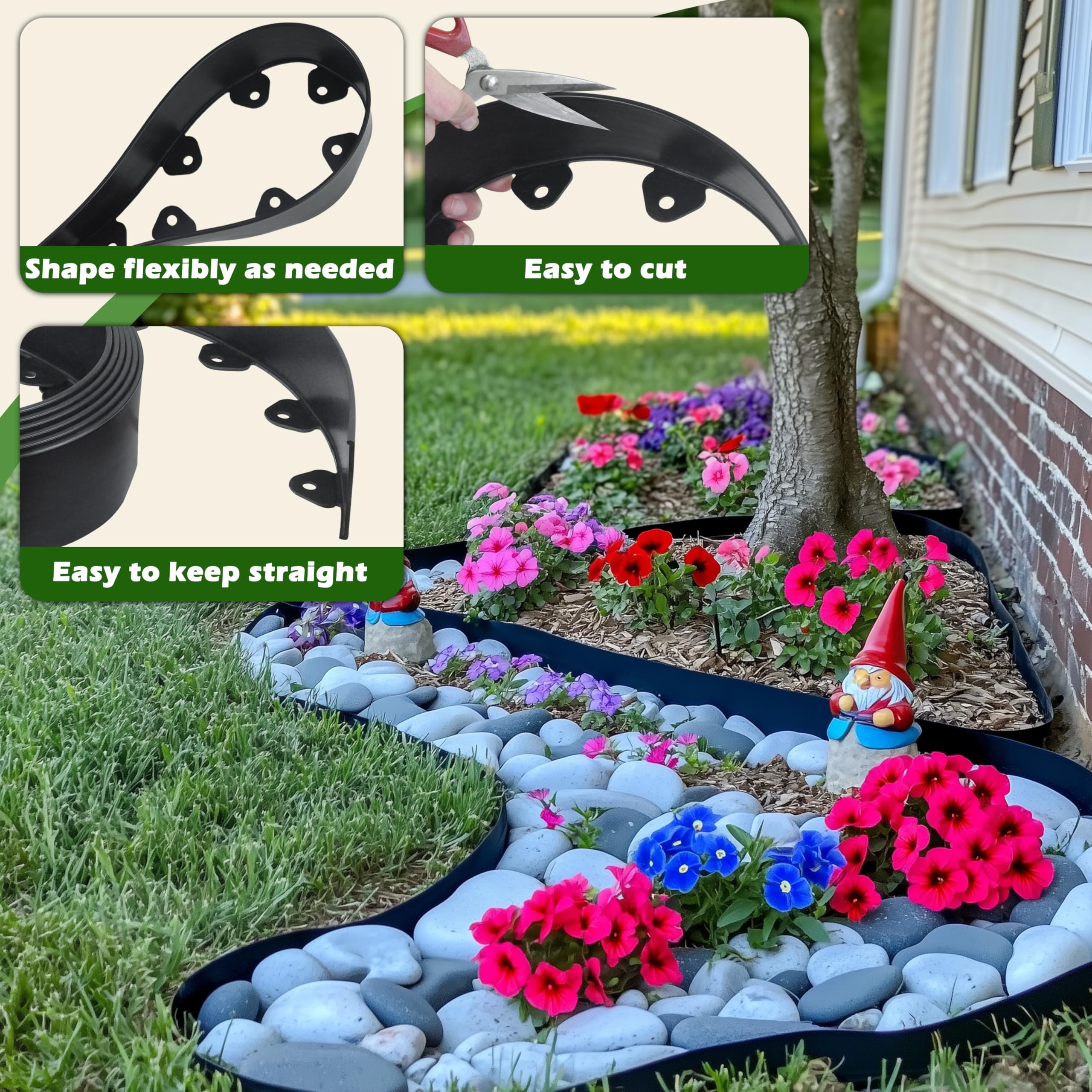 Gardzen tree ring edging creates a defined, neat circle around a tree.