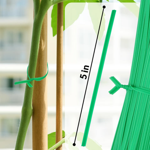 Gardzen 5-inch twist ties support plant stems in a close-up garden scene