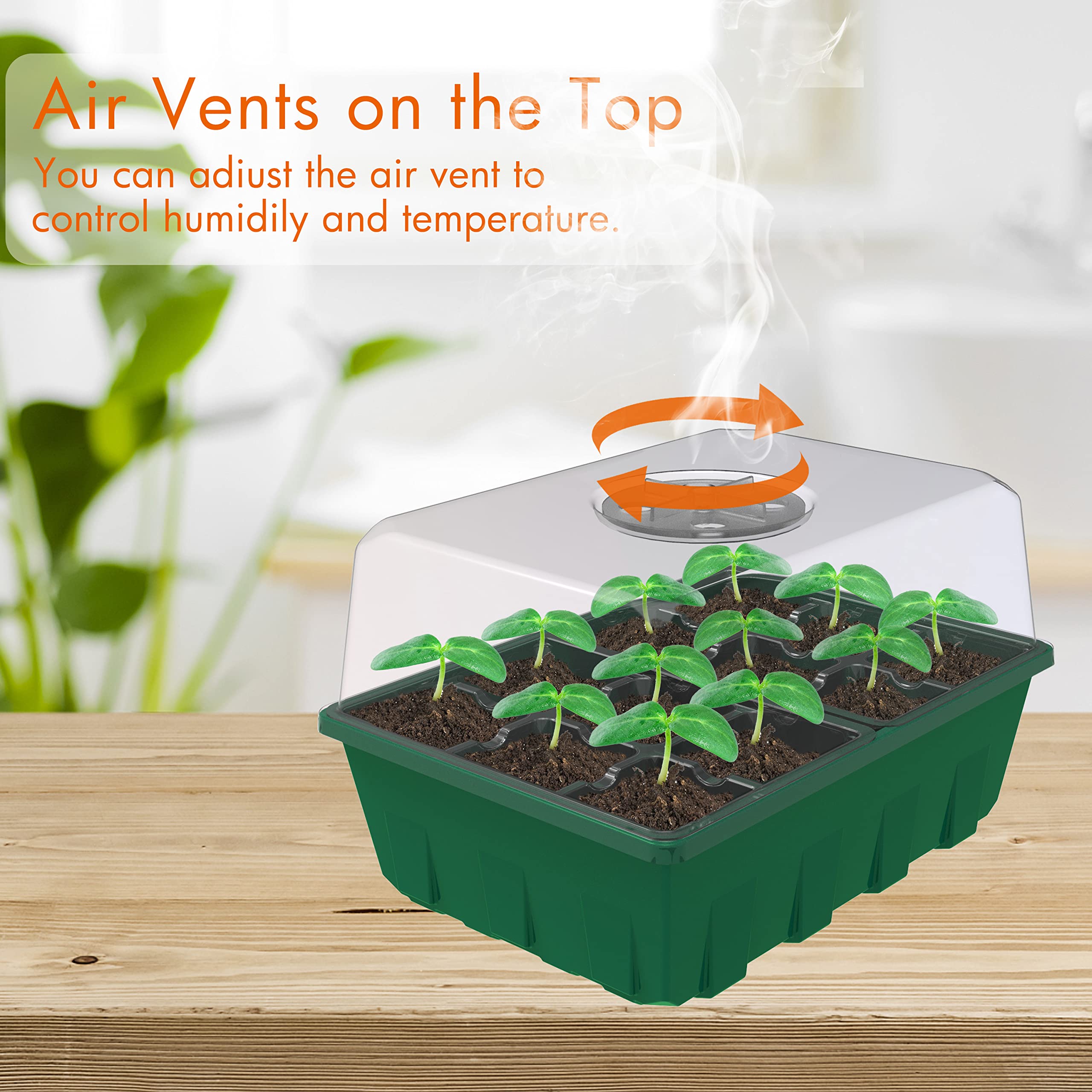 Gardzen vented humidity dome showing adjustable airflow