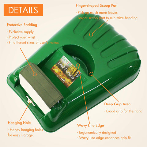 Gardzen XL leaf claw scoops collect more per pass for efficiency.
