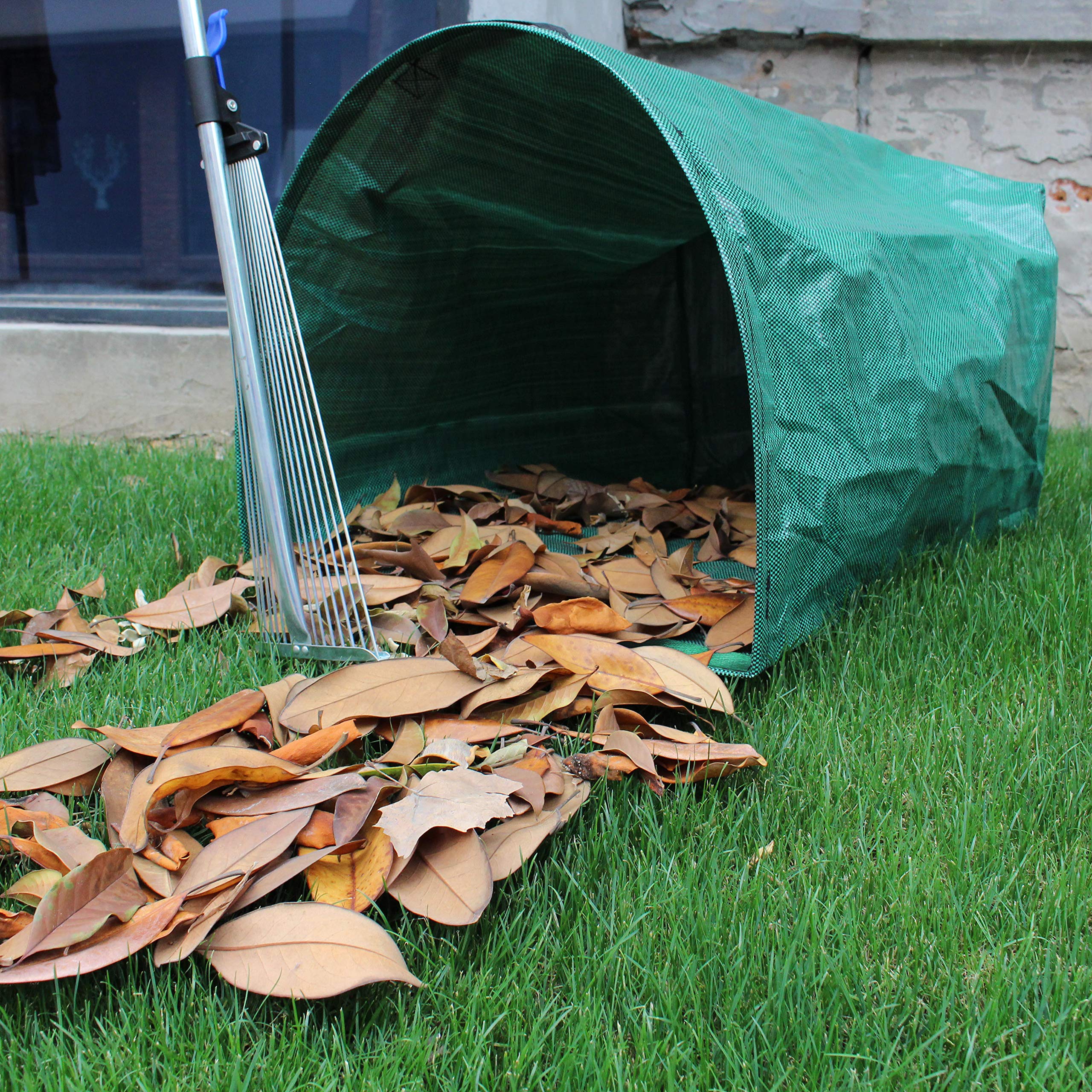 Gardzen yard waste bags shown in use for quick sweep-ups.