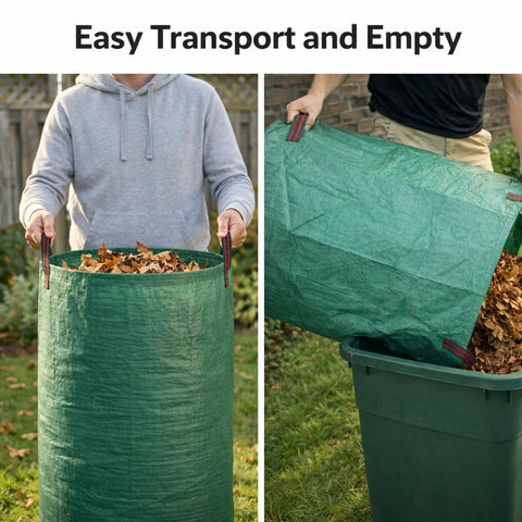 Gardzen stand-up yard waste bags in action during cleanup