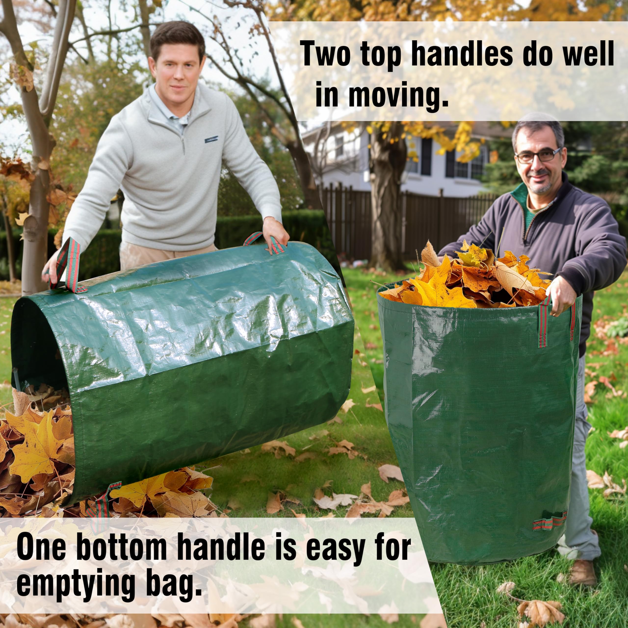 Gardzen yard waste bags with white hoops provide extra stability during use.