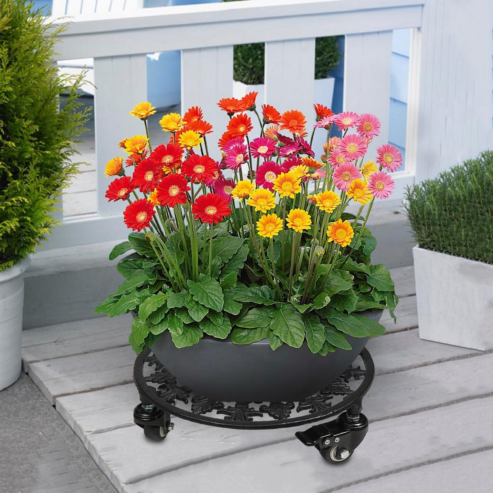 GARGENTOL large-potted plant dolly adapts spaces from living room to patio.