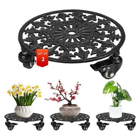 GARGENTOL rolling plant stand with wheels 11-inch wheels for easy indoor-outdoor moves.