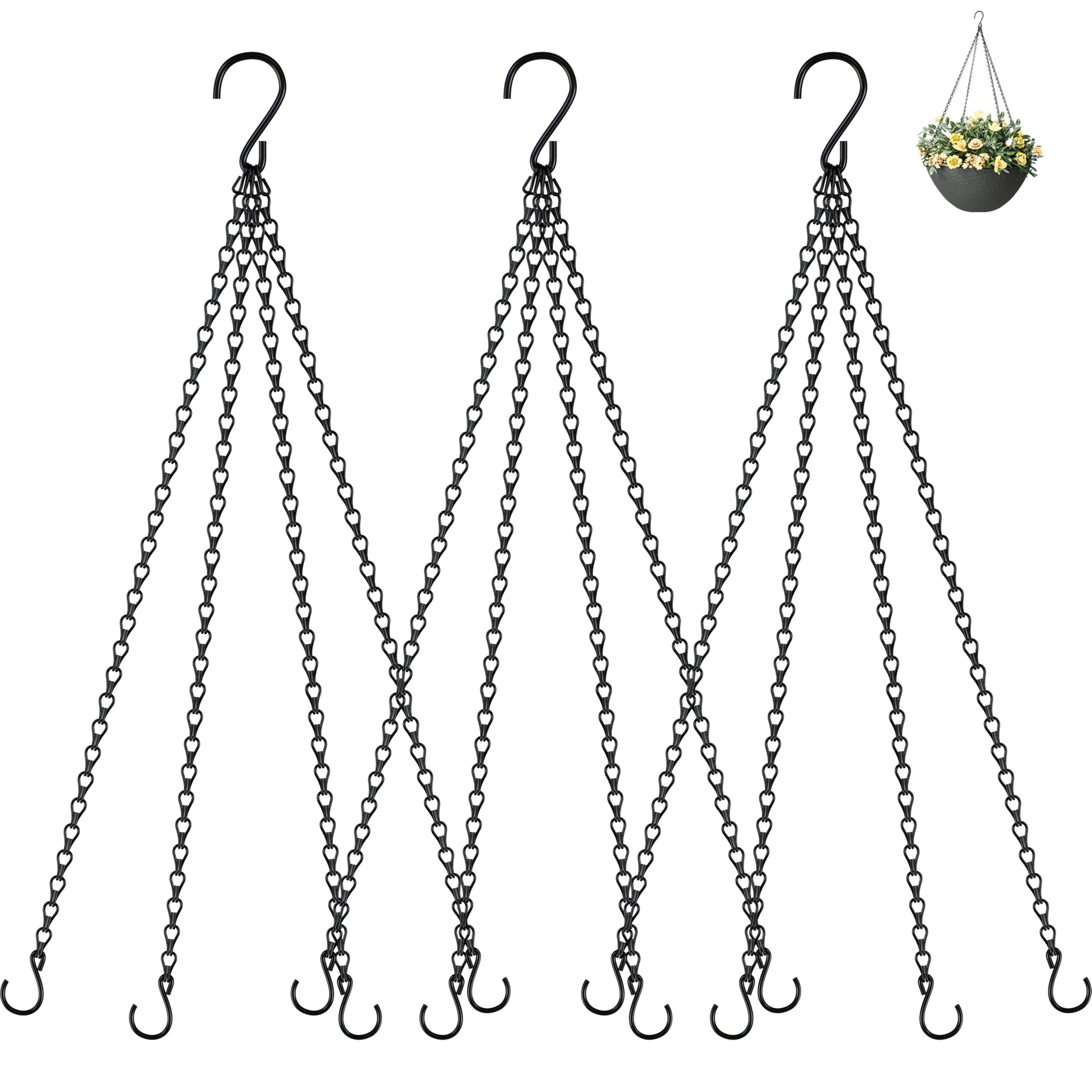 garini 23 inch hanging basket chain with S hooks provides sturdy outdoor planter support