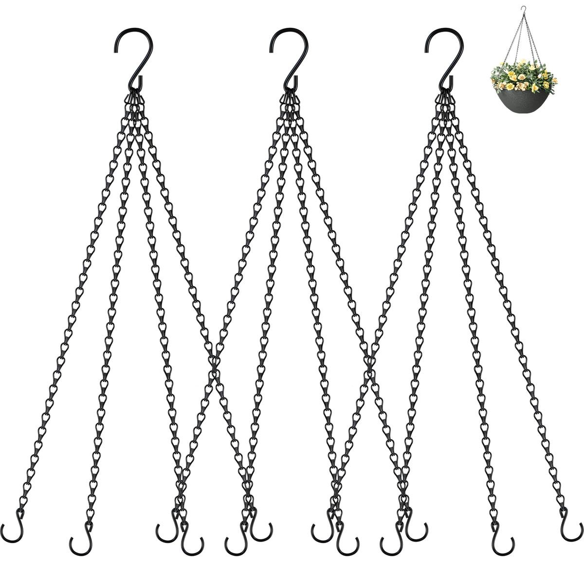 garini 23 inch hanging basket chain with S hooks provides sturdy outdoor planter support
