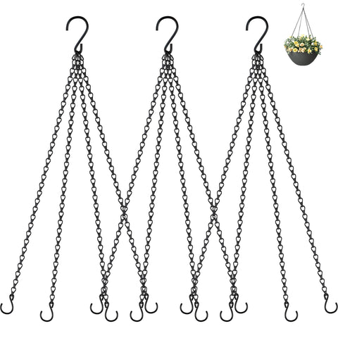 garini 23 inch hanging basket chain with S hooks provides sturdy outdoor planter support
